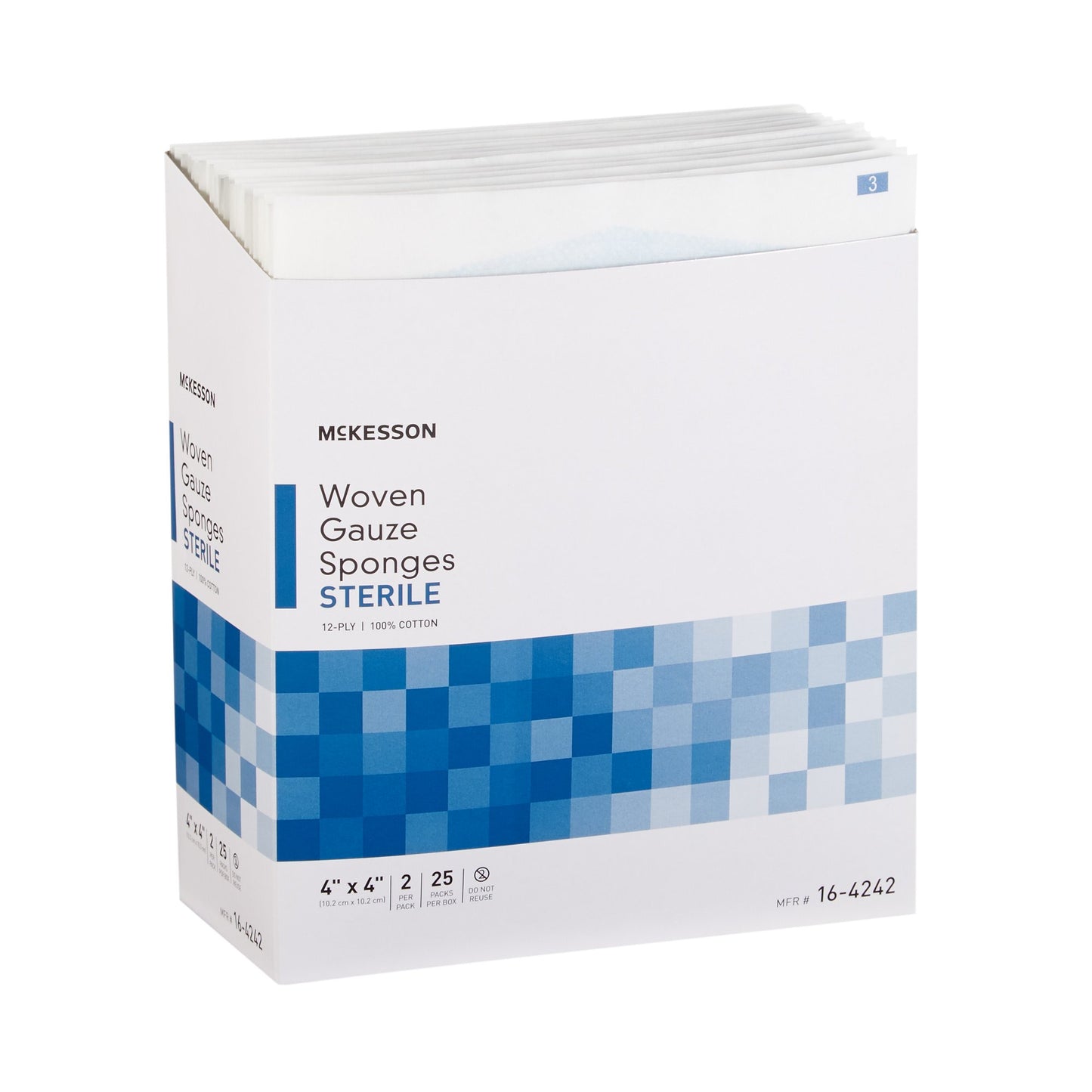 McKesson Gauze Sponge 4 X 4 Inch 12-Ply Sterile 2 per Pack (762703_PK)
