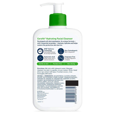 CeraVe® Hydrating Facial Cleanser Lotion 16 oz. Pump Bottle Unscented (1253460_EA)