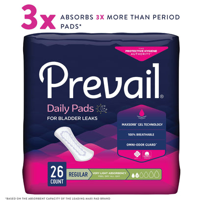 Prevail® Daily Pads Bladder Control Pad 7-1/2 Inch Length Light Absorbency Polymer Core One Size Fits Most (572727_BG)