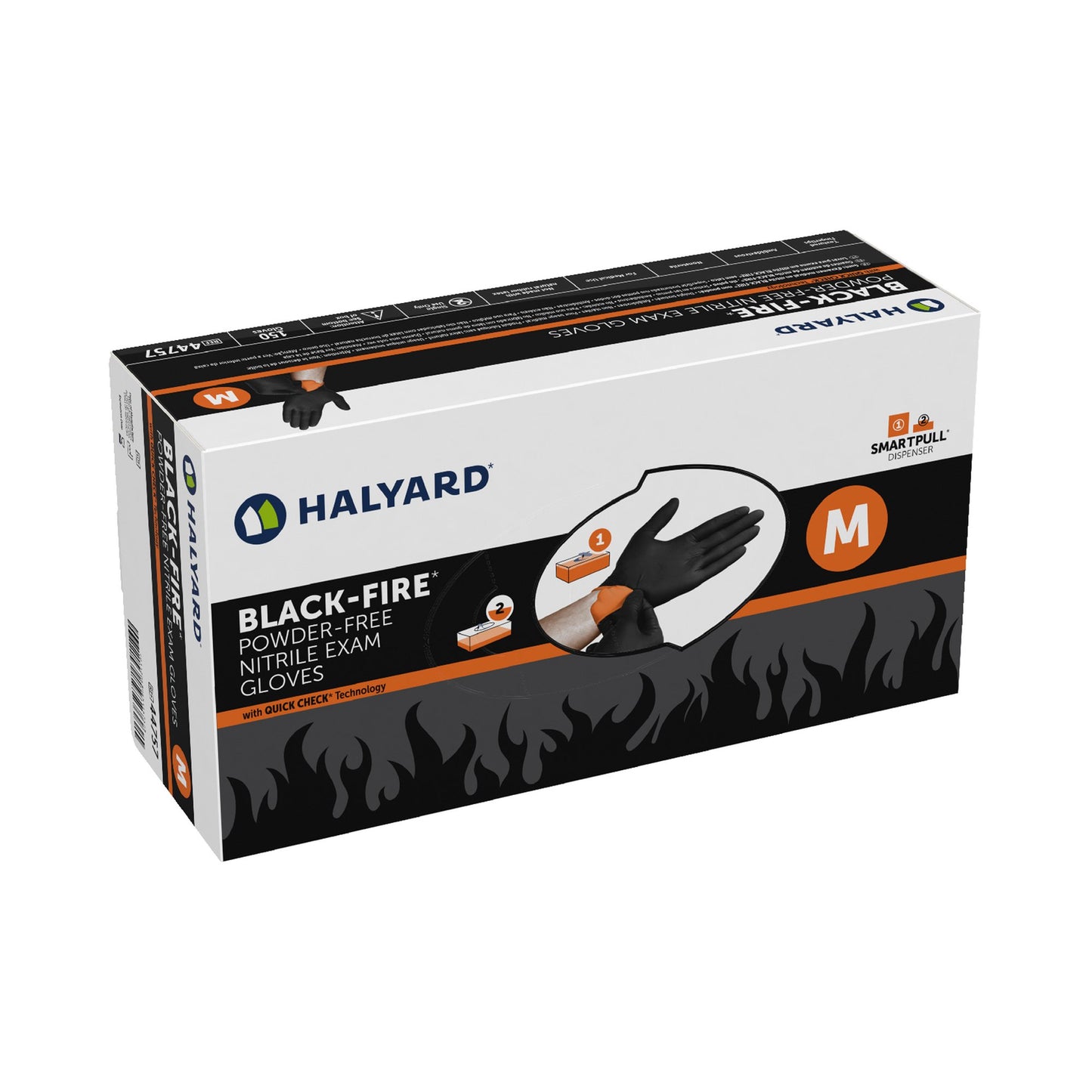 Black-Fire* Exam Glove Medium NonSterile Nitrile Standard Cuff Length Textured Fingertips Black / Orange Fentanyl Tested (1018793_BX)