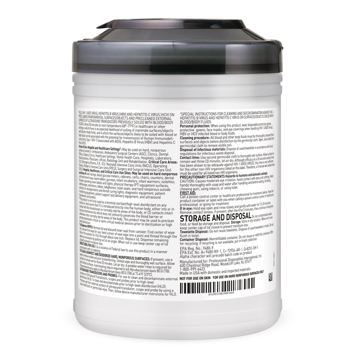 Sani-Cloth® AF3 Surface Disinfectant Cleaner Premoistened Germicidal Manual Pull Wipe 160 Count Canister Mild Scent NonSterile (804411_CS)