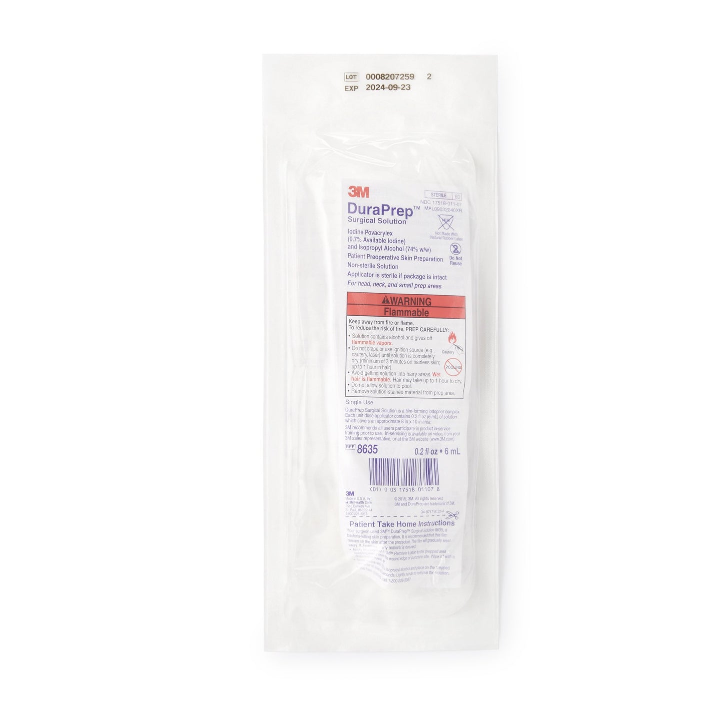 3M™ DuraPrep™ Skin Prep Solution 6 mL Foam Applicator 0.7% / 74% Strength Iodine Povacrylex / Isopropyl Alcohol NonSterile (202719_CS)