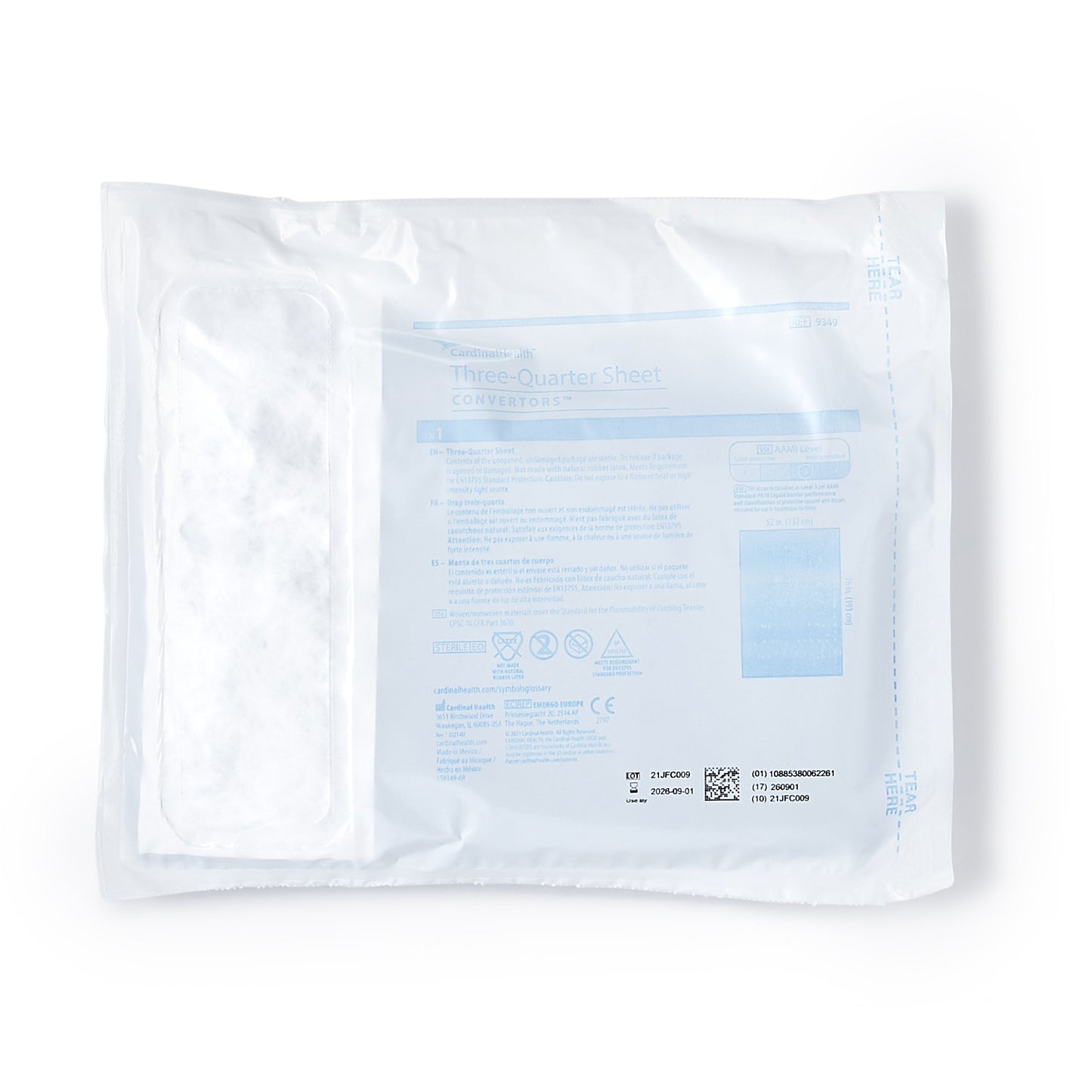 Cardinal General Purpose Drape Three-Quarter Drape 57 W X 76 L Inch Sterile (269986_CS)