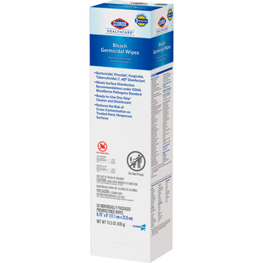 Clorox Healthcare® Surface Disinfectant Premoistened Germicidal Manual Pull Wipe 50 Count Individual Packet Fruity Floral Bleach Scent NonSterile (996100_CT)