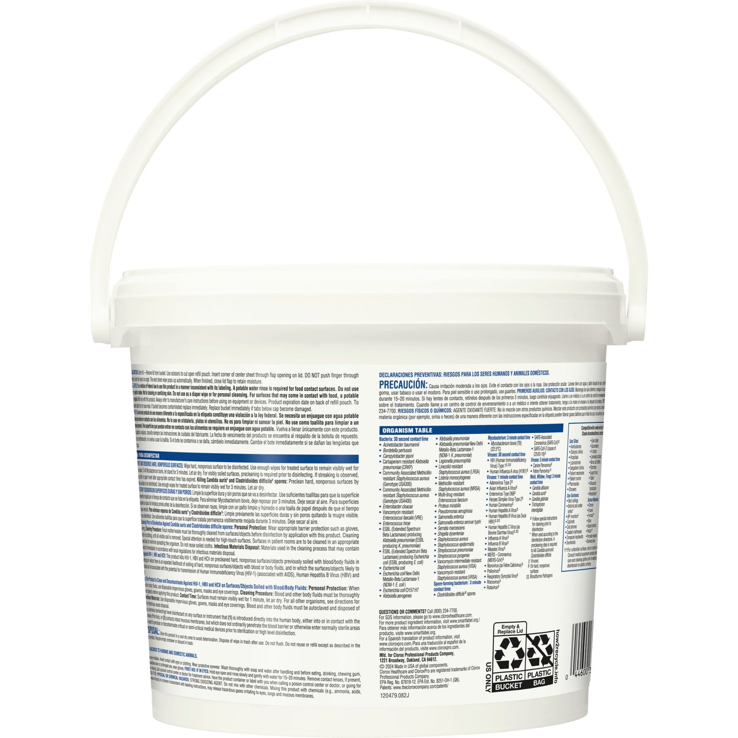 Clorox Healthcare® Bleach Germicidal Premoistened Germicidal Manual Pull Wipe 110 Count Pail Chlorine Scent NonSterile (743109_CS)