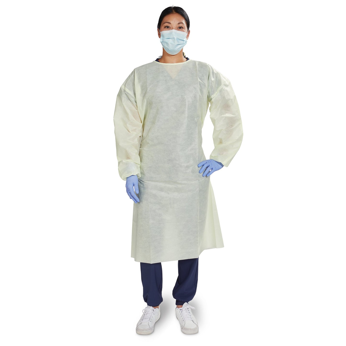 McKesson Protective Procedure Gown One Size Fits Most Yellow NonSterile AAMI Level 2 Disposable (1247993_BG)