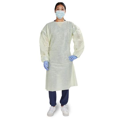McKesson Protective Procedure Gown One Size Fits Most Yellow NonSterile AAMI Level 2 Disposable (1247993_BG)