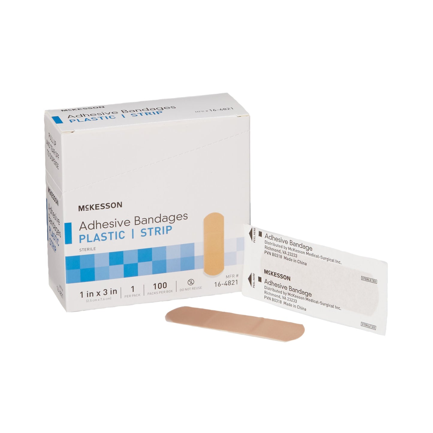 McKesson Adhesive Strip 1 X 3 Inch Plastic Rectangle Tan Sterile (466878_CS)