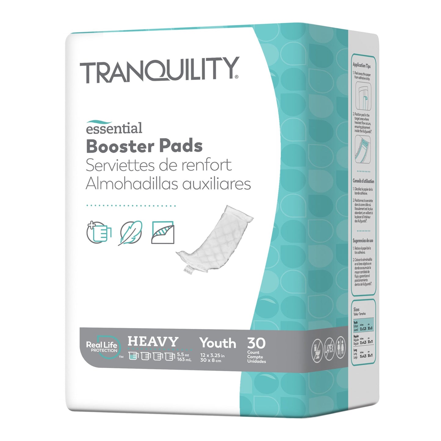 Tranquility® Essential Booster Pad 3-1/2 X 12 Inch Heavy Absorbency Super Absorbent Core One Size Fits Most (833576_CS)