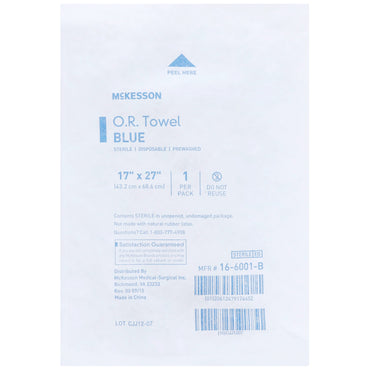 McKesson O.R. Towel 17 W X 27 L Inch Blue Sterile (277859_PK)