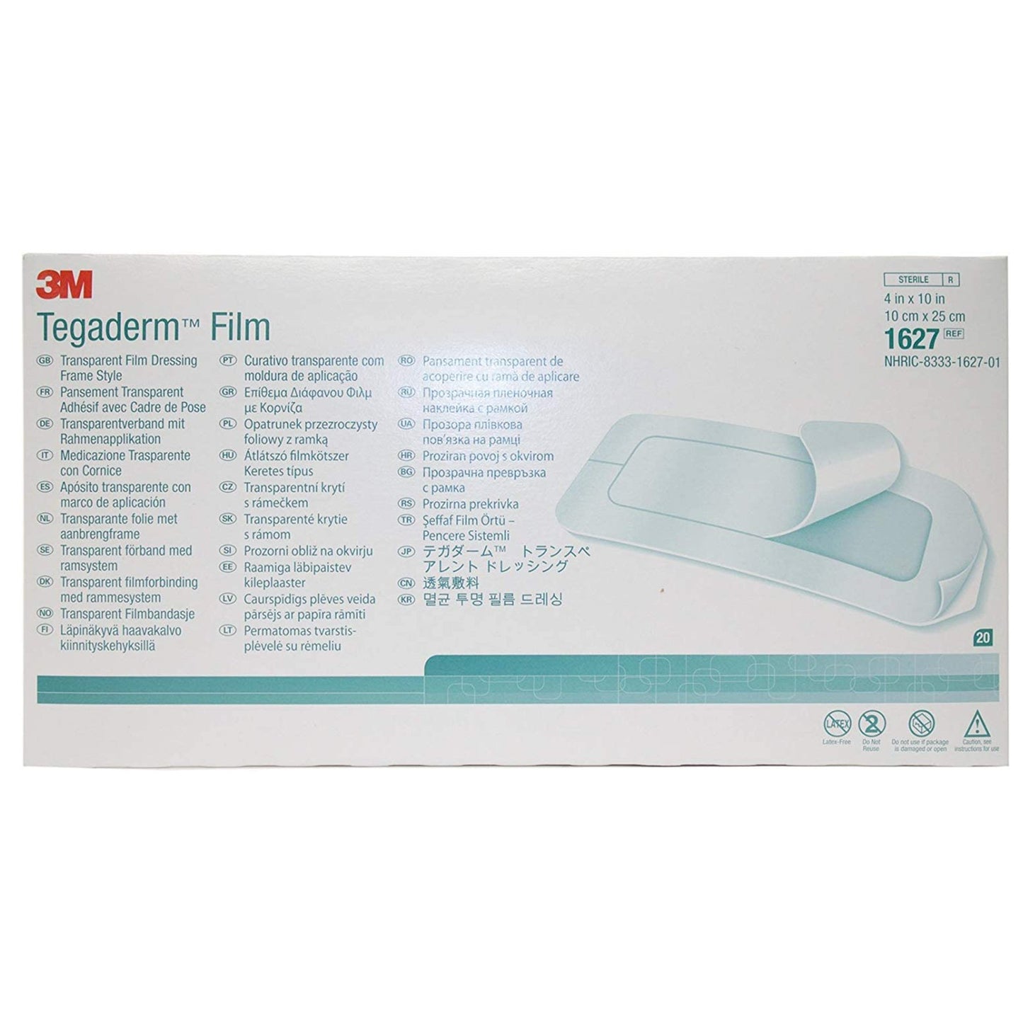 3M™ Tegaderm™ Transparent Film Dressing 4 X 10 Inch Frame Style Delivery Rectangle Sterile (124293_BX)