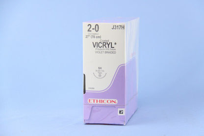 Coated Vicryl™ Absorbable Suture with Needle Polyglactin 910 SH 1/2 Circle Taper Point Needle Size 2-0 Braided (99409_DZ)