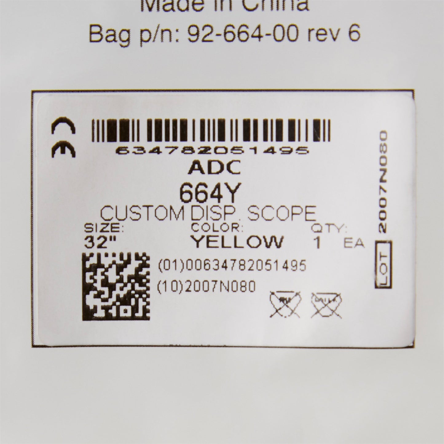 Proscope™ 664 Disposable Stethoscope Yellow 1-Tube 22 Inch Tube Single Sided Chestpiece (493334_CS)