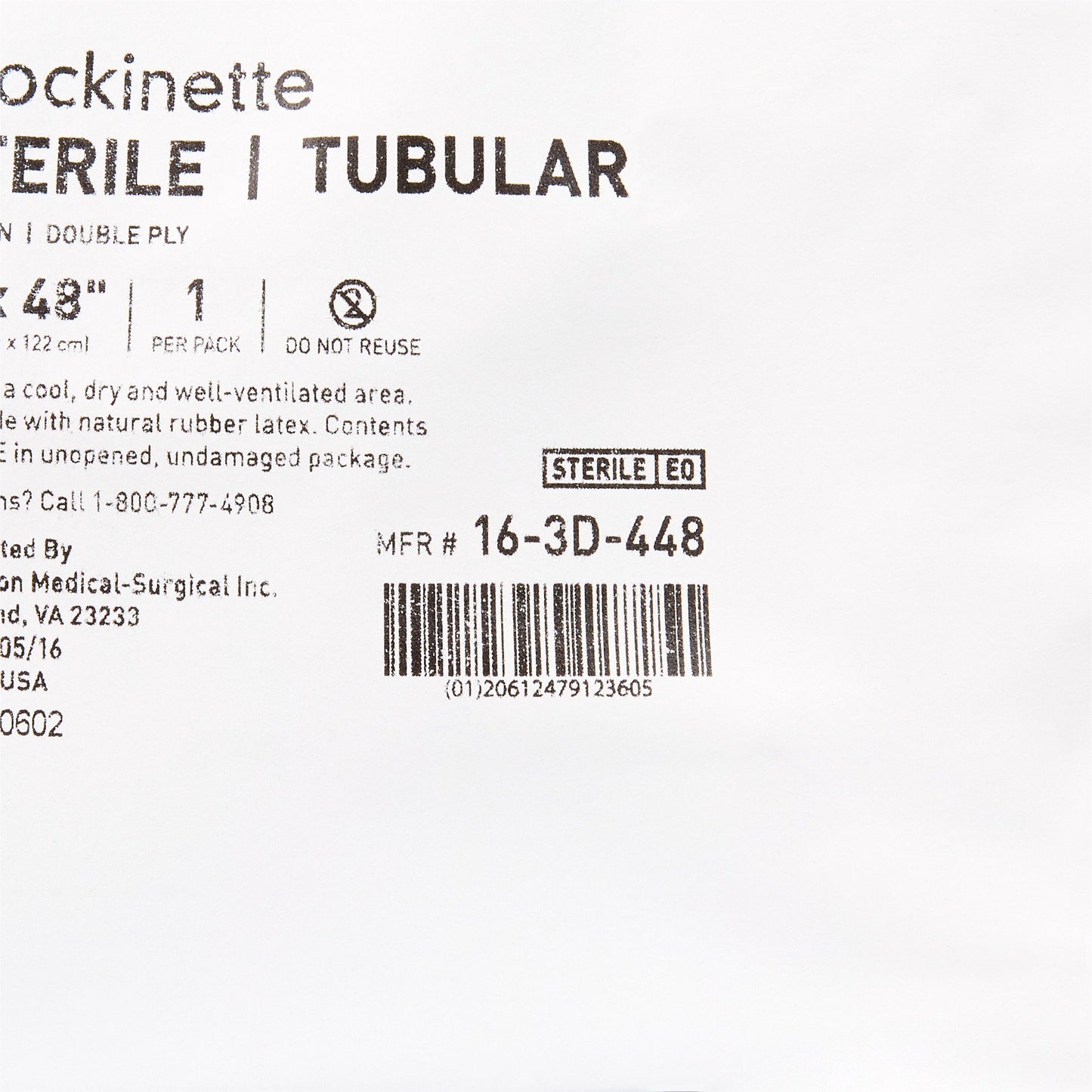 McKesson Surgical Stockinette Tubular 4 X 48 Inch Sterile (460831_EA)