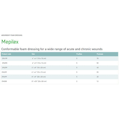 Mepilex® Foam Dressing 4 X 4 Inch Without Border Film Backing Silicone Adhesive Square Sterile (712209_EA)