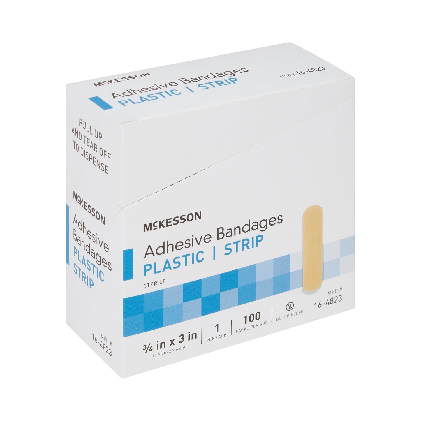 McKesson Adhesive Strip 3/4 X 3 Inch Plastic Rectangle Tan Sterile (464083_CS)