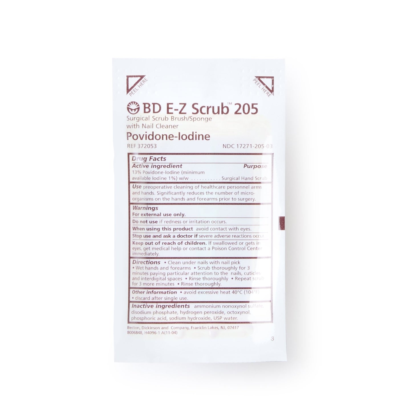 BD E-Z Scrub™ Impregnated Scrub Brush Polyethylene Bristles / Sponge Brown (227740_BX)