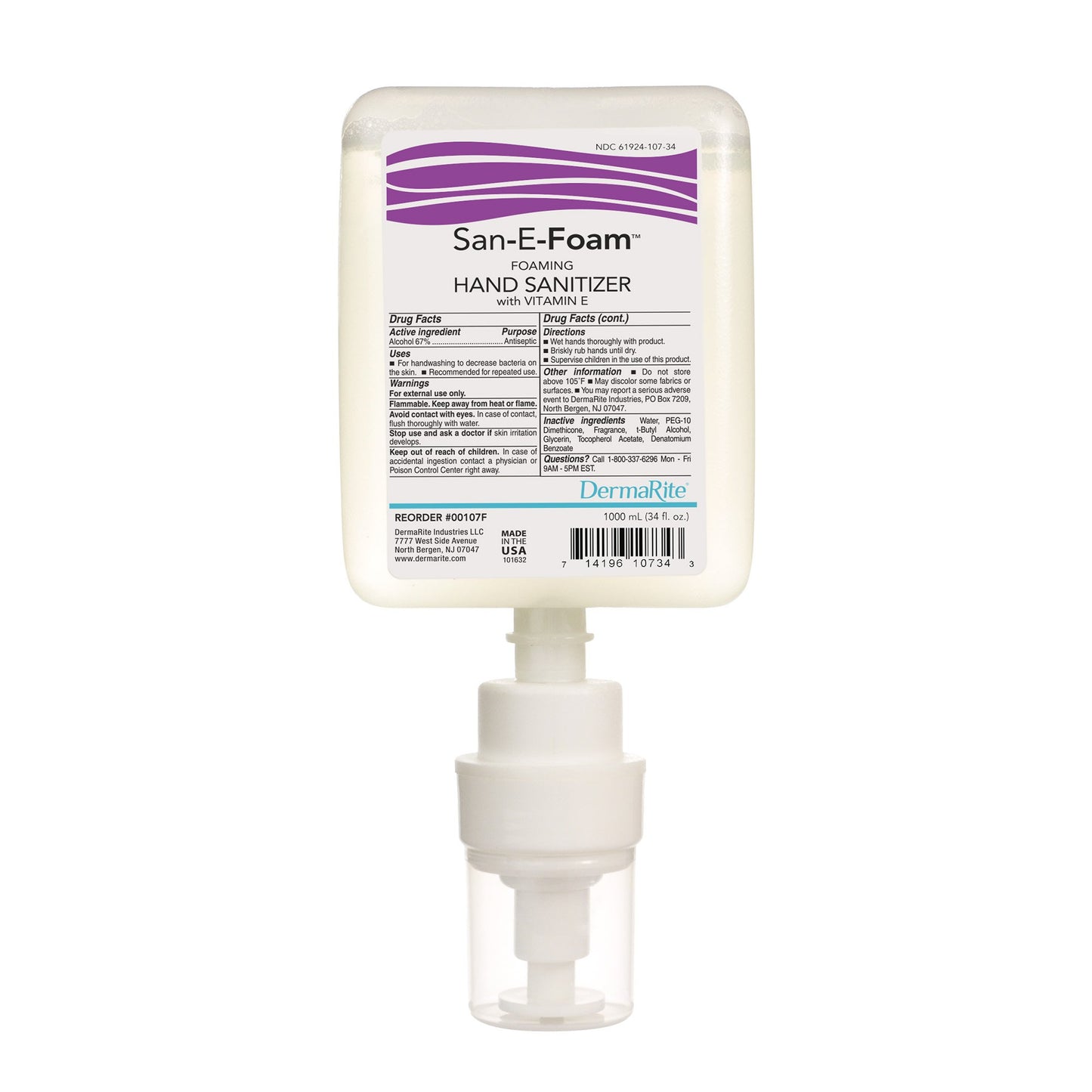San-E-Foam™ Hand Sanitizer 1,000 mL Ethyl Alcohol Foaming Dispenser Refill Bottle (713669_CS)
