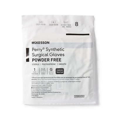 McKesson Perry® Performance Plus Surgical Glove Size 8 Sterile Polyisoprene Standard Cuff Length Smooth Green Chemo Tested (1044724_BX)