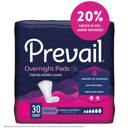 Prevail® Overnight Bladder Control Pad 16 Inch Length Heavy Absorbency Polymer Core One Size Fits Most (1041815_BG)