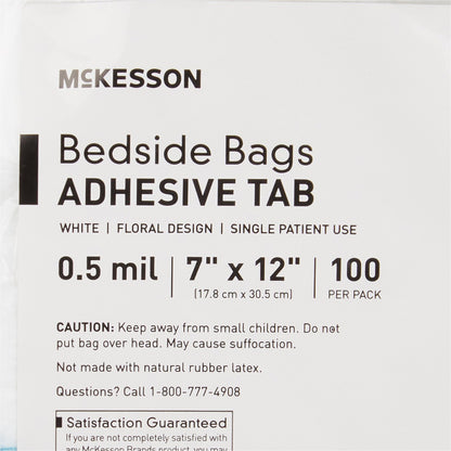 McKesson Bedside Bag 7 X 11.5 Inch White / Blue Floral Print Polyethylene (472251_CS)