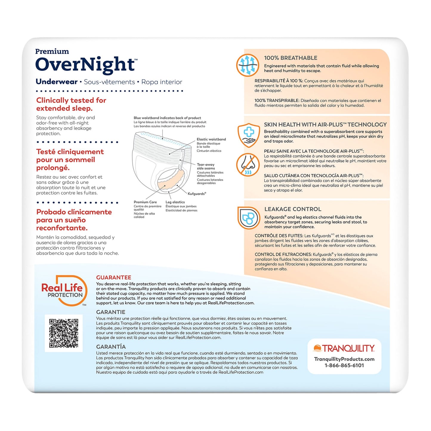 Tranquility® Premium OverNight™ Unisex Adult Absorbent Underwear Pull On with Tear Away Seams 3X-Large Disposable Heavy Absorbency (1252478_CS)