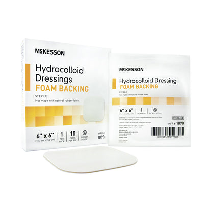 McKesson Hydrocolloid Dressing Foam Backing 6 X 6 Inch Square Hydrocolloid / Foam (883000_CS)
