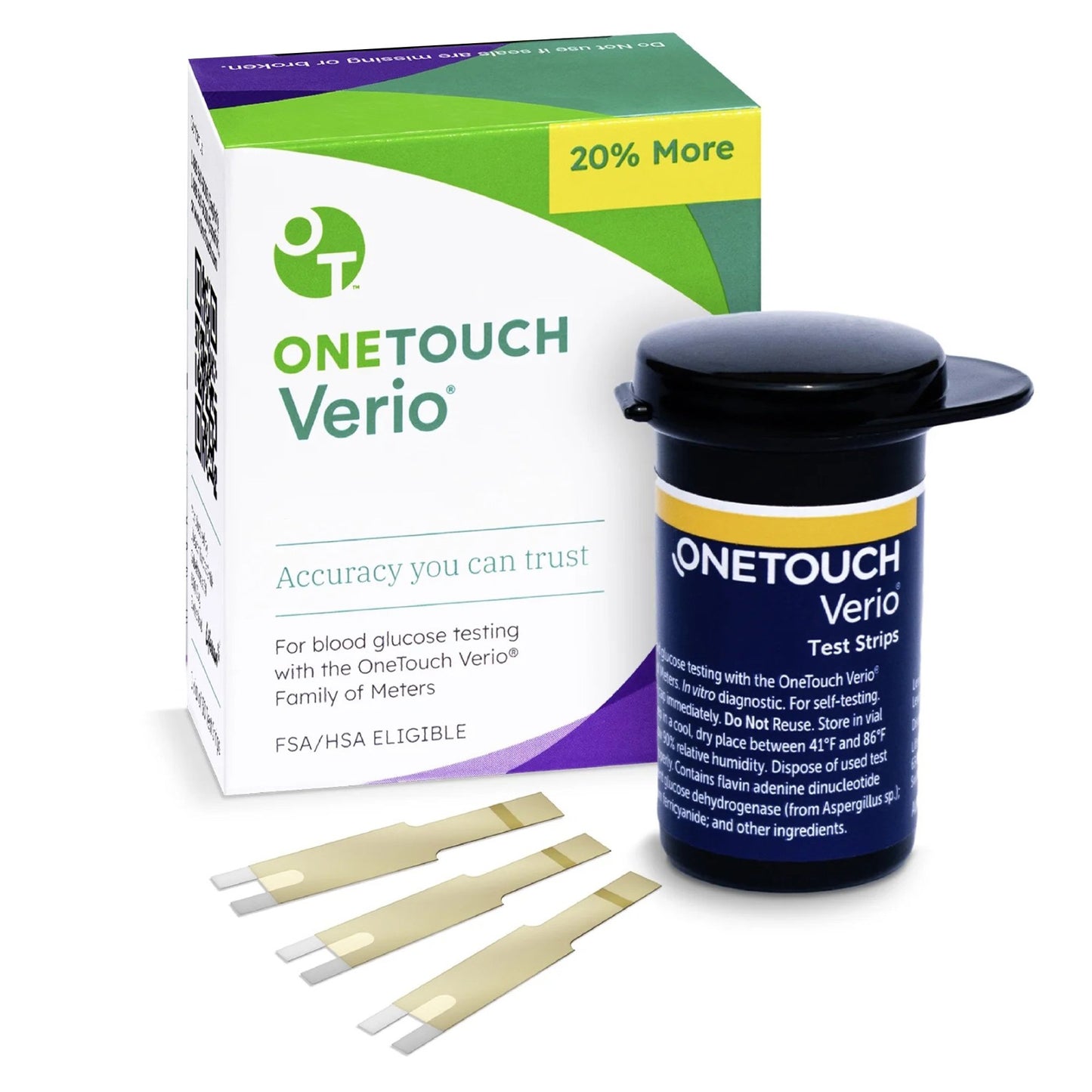 OneTouch® Verio® Blood Glucose Test Strips 100 Strips per Pack (832490_BX)