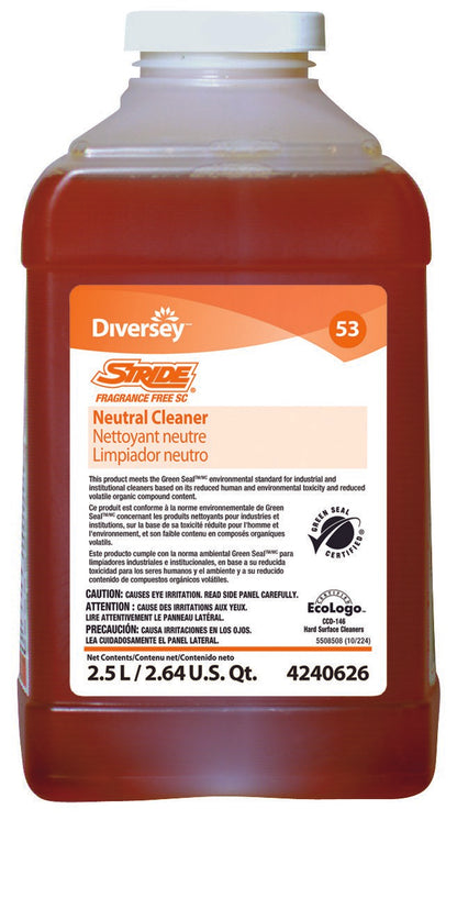 Diversey™ Stride® Floor Cleaner Liquid 2.5 Liter Bottle Unscented Manual Pour (880418_CS)