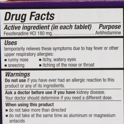 Allegra® Allergy Relief 180 mg Strength Tablet 45 per Box (803857_BT)