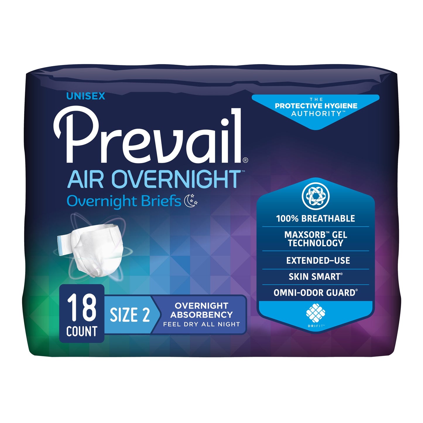 Prevail Air™ Overnight Unisex Adult Incontinence Brief Size 2 / Large Disposable Heavy Absorbency (1126351_CS)