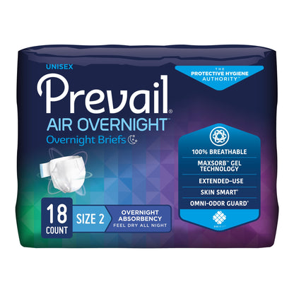 Prevail Air™ Overnight Unisex Adult Incontinence Brief Size 2 / Large Disposable Heavy Absorbency (1126351_CS)