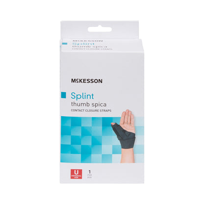 McKesson Wrist Brace with Thumb Spica Thumb Spica Nylon / Aluminum / Neoprene / Polyester / Spandex / Acrylic Left or Right Hand Black One Size Fits Most (1159148_EA)
