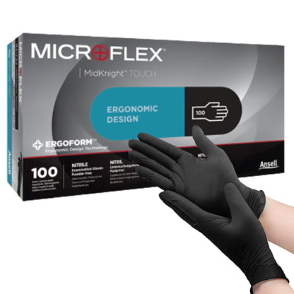 MICROFLEX® MidKnight™ Touch 93-732 Exam Glove Large NonSterile Nitrile Standard Cuff Length Textured Fingertips Black Not Rated (1182924_BX)
