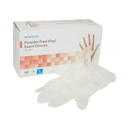 McKesson Exam Glove Large NonSterile Vinyl Standard Cuff Length Smooth Clear Not Rated (832683_BX)