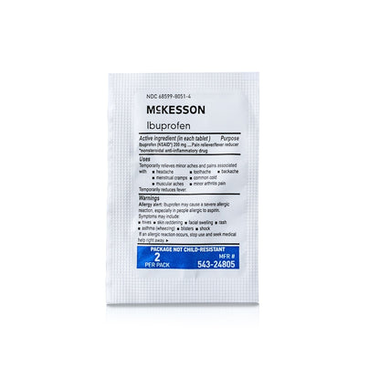 McKesson Pain Relief 200 mg Strength Ibuprofen Unit Dose Tablet 200 per Box (1111735_CS)