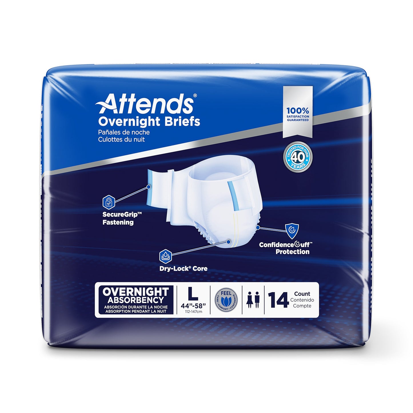 Attends® Overnight Unisex Adult Incontinence Brief Large Disposable Heavy Absorbency (1078991_CS)