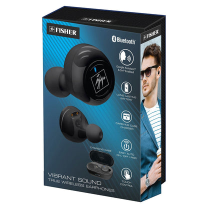 Fisher Vibrant Sound True Wireless Earphones, Black (MIGFTW210K)