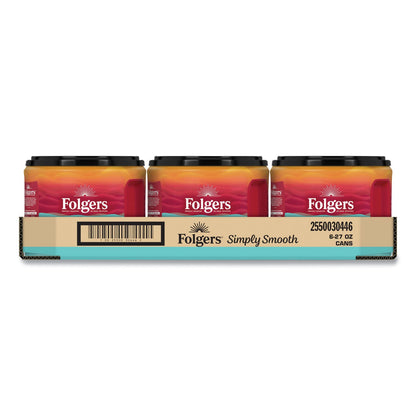 Folgers Simply Smooth Ground Coffee, Gentle On Your Stomach, 27 oz Canister, 6/Carton (FOL30446CT)