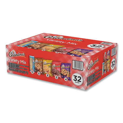Grandma's Cookies Variety Tray, Assorted Flavors,  (6) 3.25 oz,  (26) 2.5 oz, 32 Bags/Carton (LAY73977)