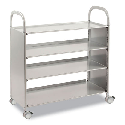 Gratnells Callero Plus Flat Shelf Trolley, Metal, 4 Shelves, 40.6" x 17.3" x 41.5", Silver (GTSSSET0644)