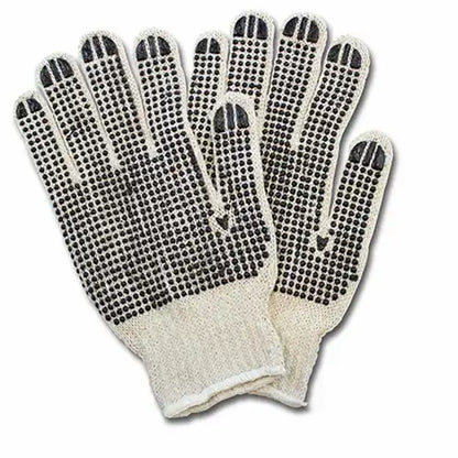 Safety Zone® Cotton Polyester String Knit PVC Dotted Grip Gloves, 2 Sided, 12 pr/Pack, 20 Packs/Case, Men's (SZNGSBD-MN-2C-20)