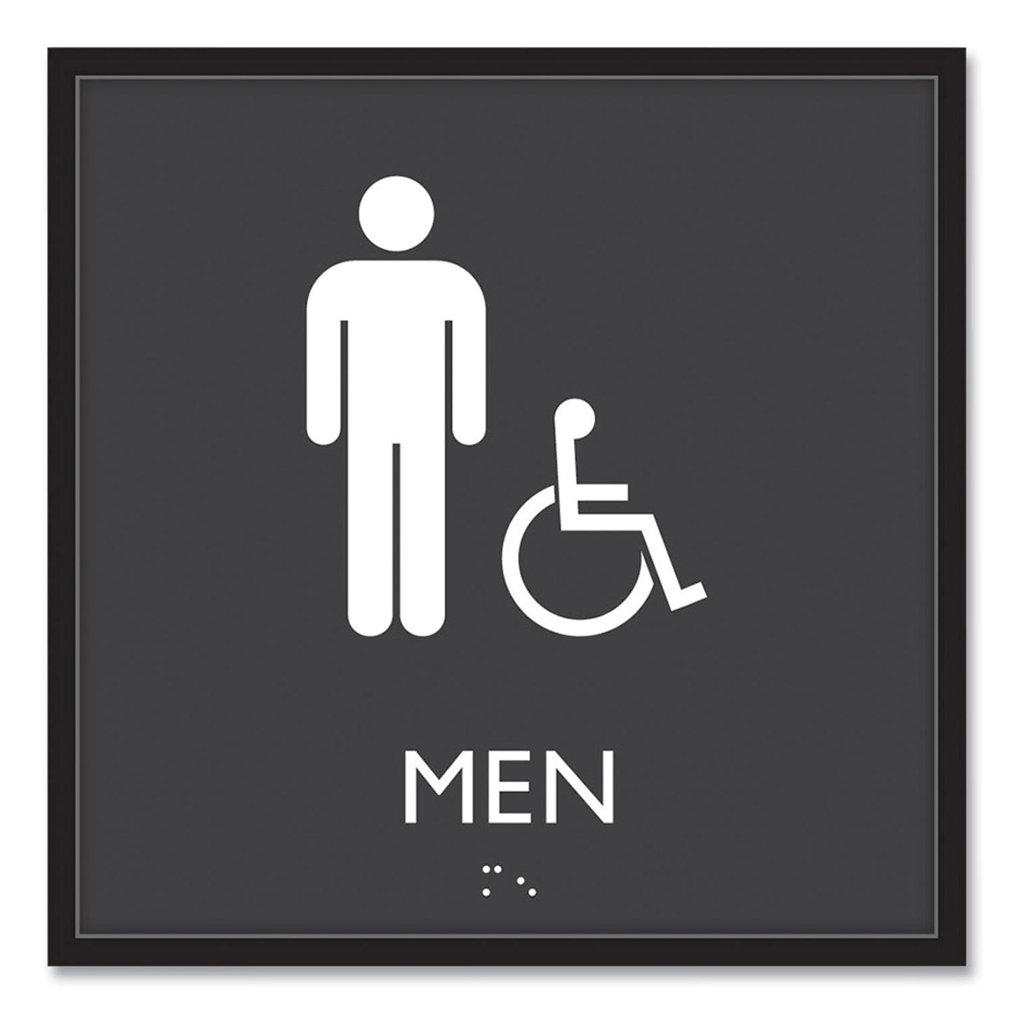 Headline Sign ADA Sign, Men Accessible, Plastic, 8 x 8, Clear/White (USS66915)