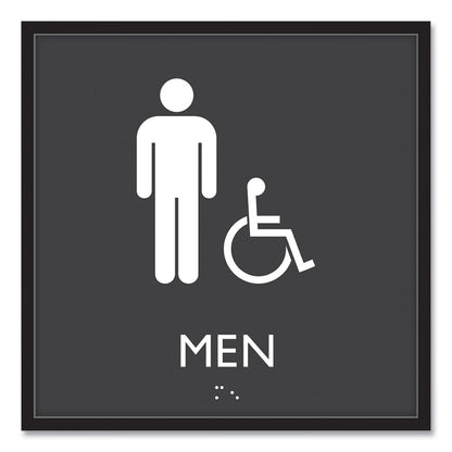 Headline Sign ADA Sign, Men Accessible, Plastic, 8 x 8, Clear/White (USS66915)