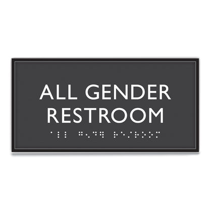 Headline Sign ADA Sign, All Gender Restroom, Plastic, 4 x 4, Clear/White (USS69920)