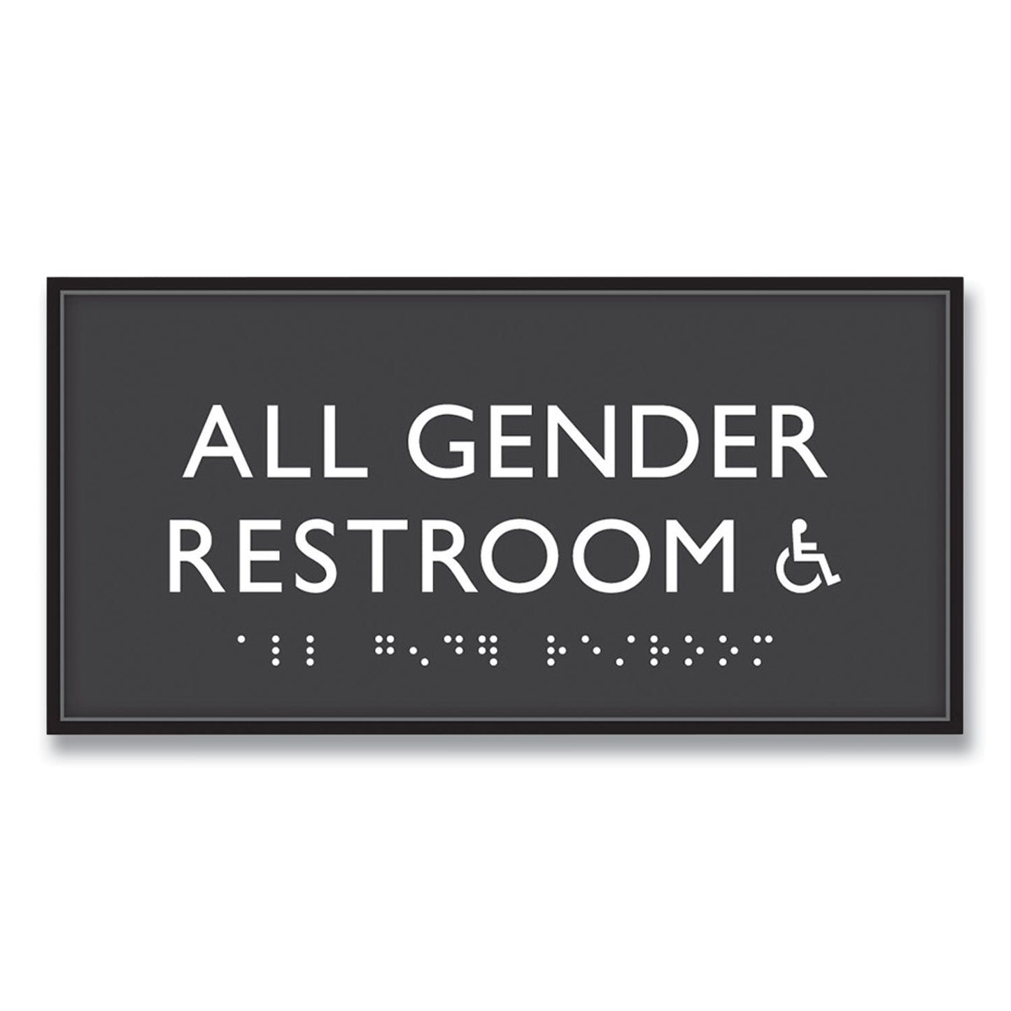Headline Sign ADA Sign, All Gender Restroom Accessible, Plastic, 4 x 4, Clear/White (USS69921)