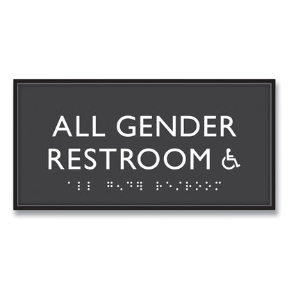 Headline Sign ADA Sign, All Gender Restroom Accessible, Plastic, 4 x 4, Clear/White (USS69921)