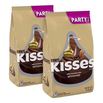 Hershey's KISSES with Almonds, Milk Chocolate, 32 oz Pack, 2 Packs/Carton (GRR60004091)