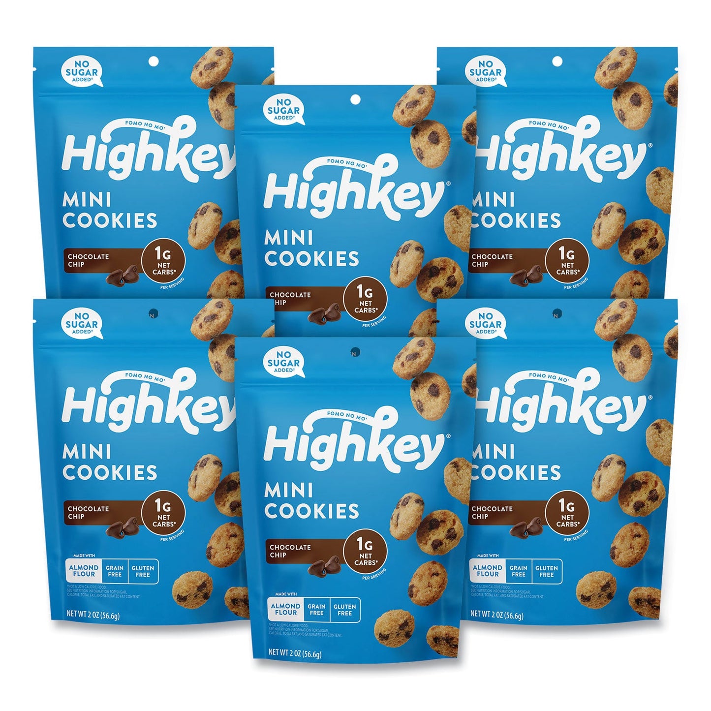 HighKey Chocolate Chip Cookies, 2 oz, Bag, 6/Carton (GRR60000270)