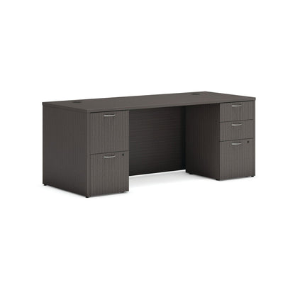 HON Mod Double Pedestal Desk Bundle, 72" x 30" x 29", Slate Teak (HONMOD007)